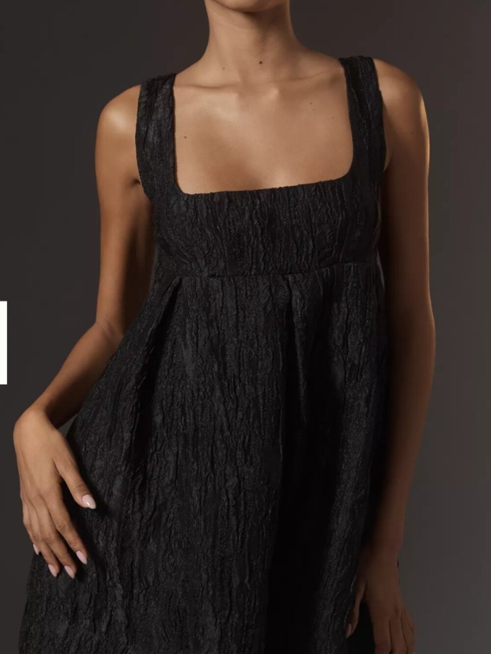 Maeve Anthropologie Black Textured Babydoll Mini Cocktail Dress, XL